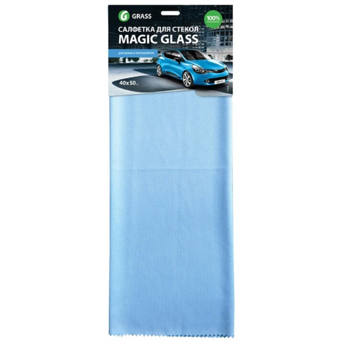 Салфетка для стекол GRASS Magic Glass из микрофибры голубая MAGIC_GLASS